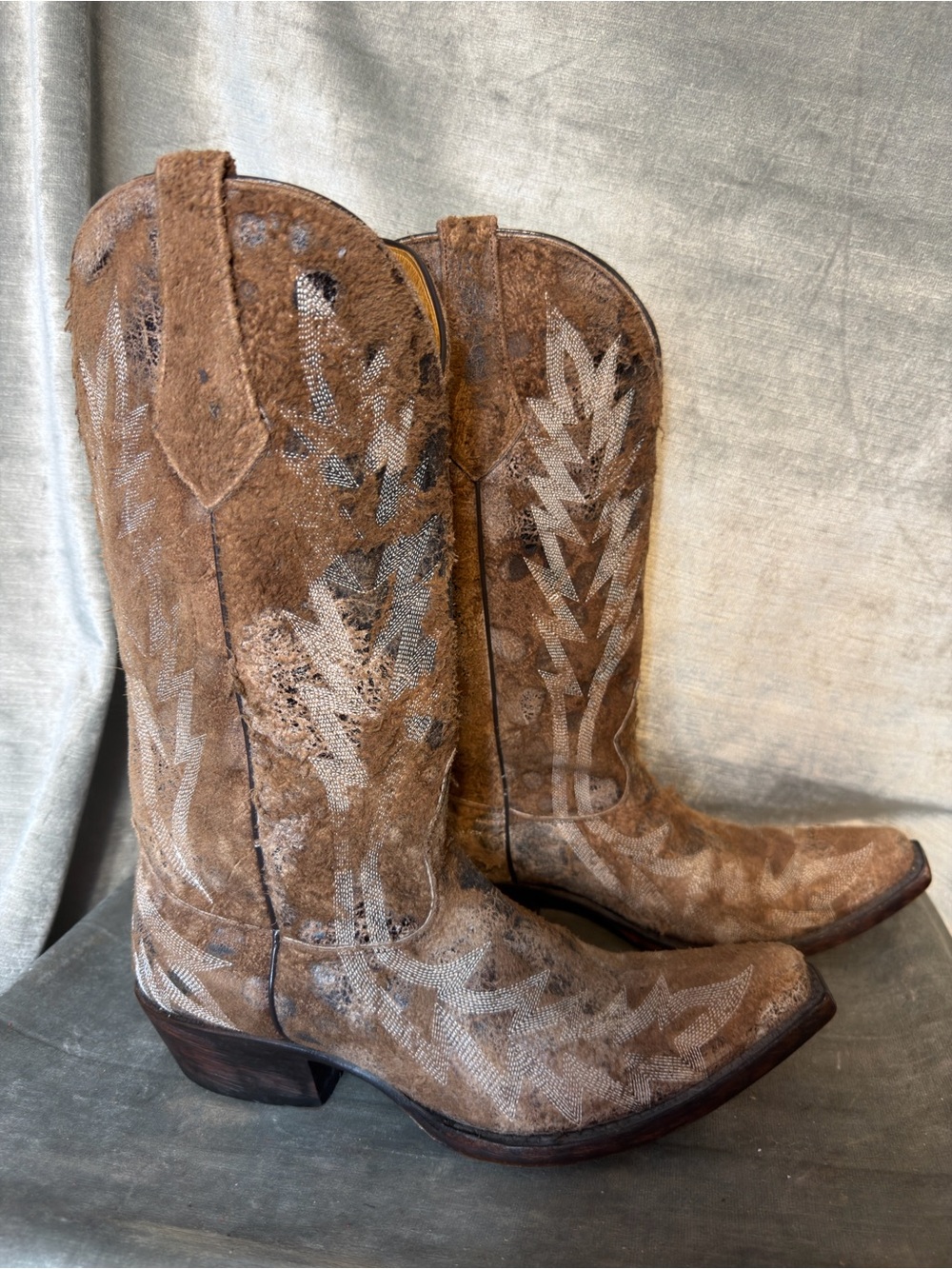 Johnny Ringo Outlaw Distressed Mid-Calf Leather/Snakeskin Women's Boots. Size 8C - Picture 4 of 12